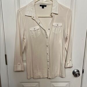 Women's Cream Button-Up Top